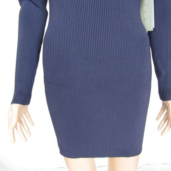 NEW A.L.C. Women's Stretch Ribbed Long Sleeve Mini Dress Navy Blue Size M - Picture 3 of 12